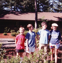 Aaron, Geoff, Brad & Robin at John's, 1980